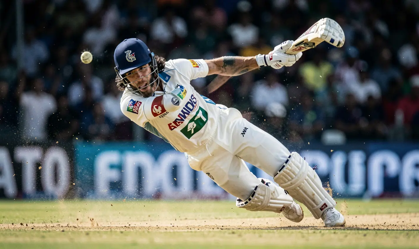 AAGO GAME – Experience the thrill of live cricket betting in Bangladesh Dynamic slow motion cricket moment with a diving batsman highlighting the excitement of live sports betting on AAGO GAME in Bangladesh